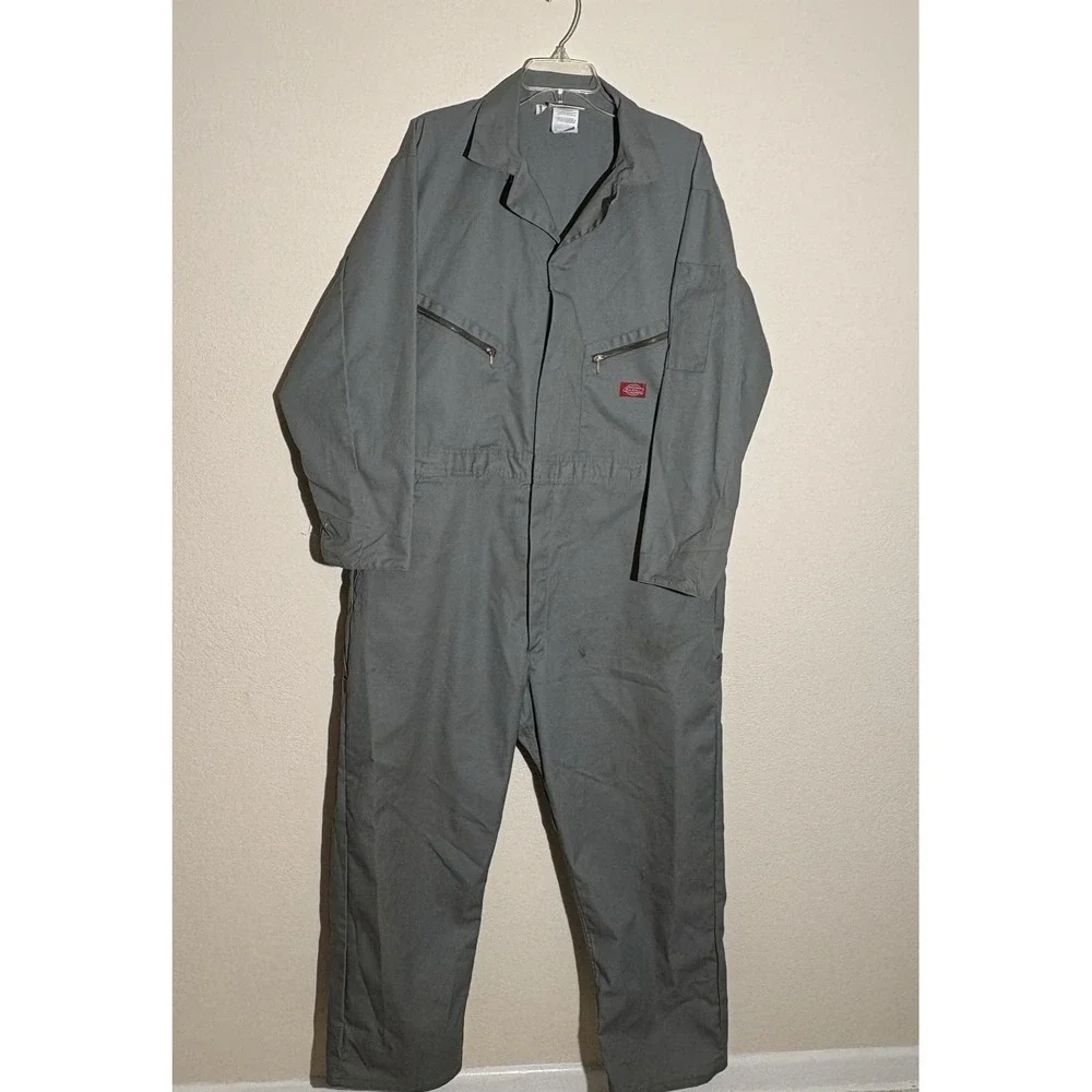 DICKIES Coveralls Mens 48-REG Gray Work Jumpsuit Uniform Mechanic Janitor